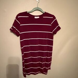 Forever 21 Maroon and White Striped Tee